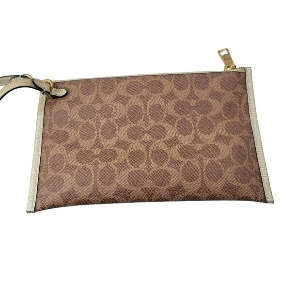 Coach Gold Metallic Leather Tote Bag Purse Wallet Logo Pouch - Picture 9 of 14